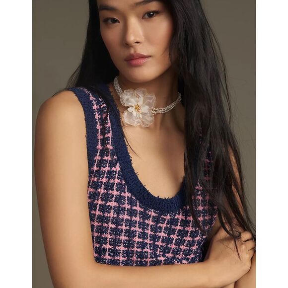 NWT Endless Rose Check Sleeveless Bouclé Sweater Dress Size XS - Picture 3 of 7